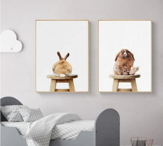 Poster süßer sitzender Hase verschiedene Varianten